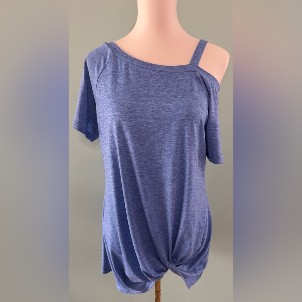 Asymmetrical Blue Short Sleeve Tunic XL